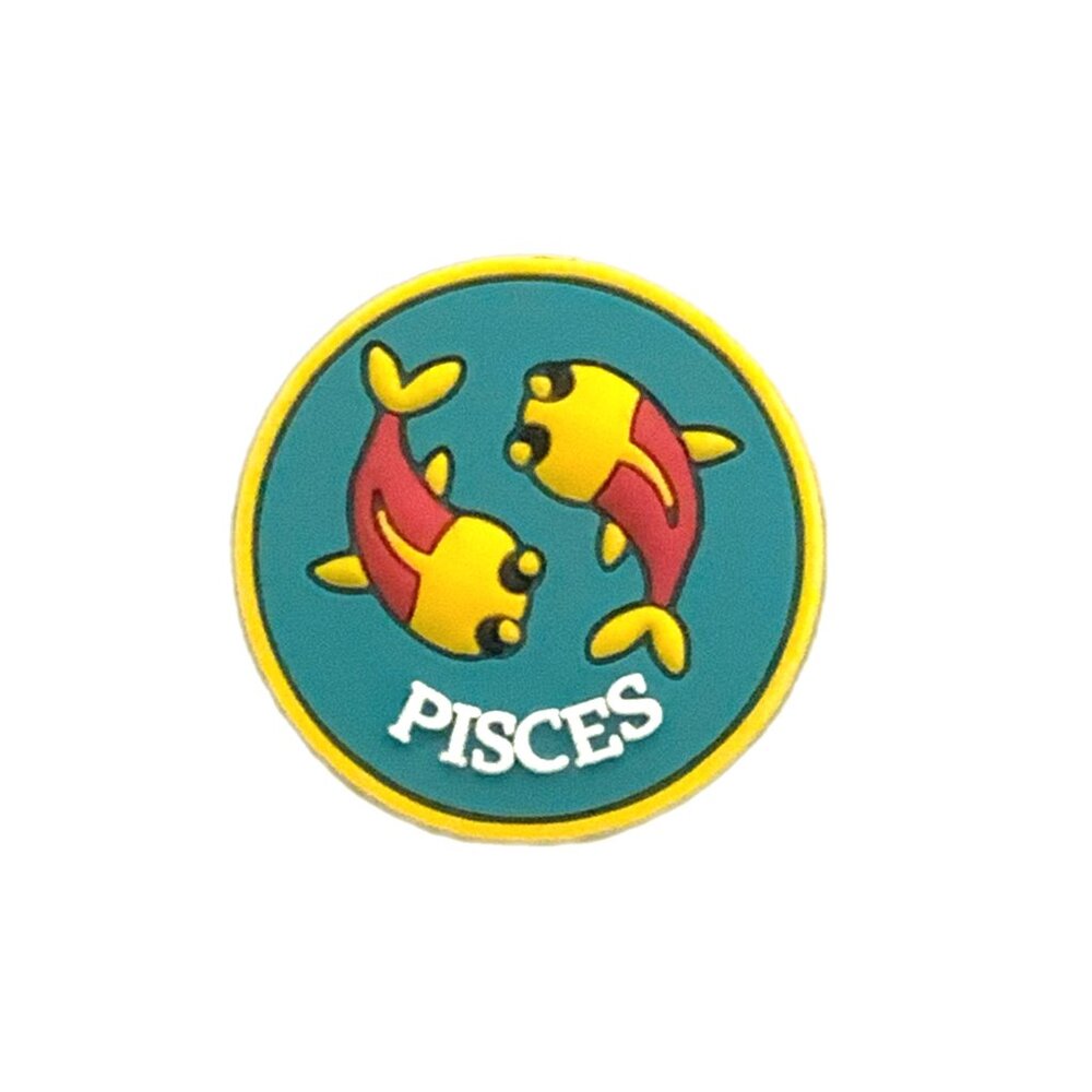 Pisces Zodiac Sign Cartoon Blue Yellow Croc Charm